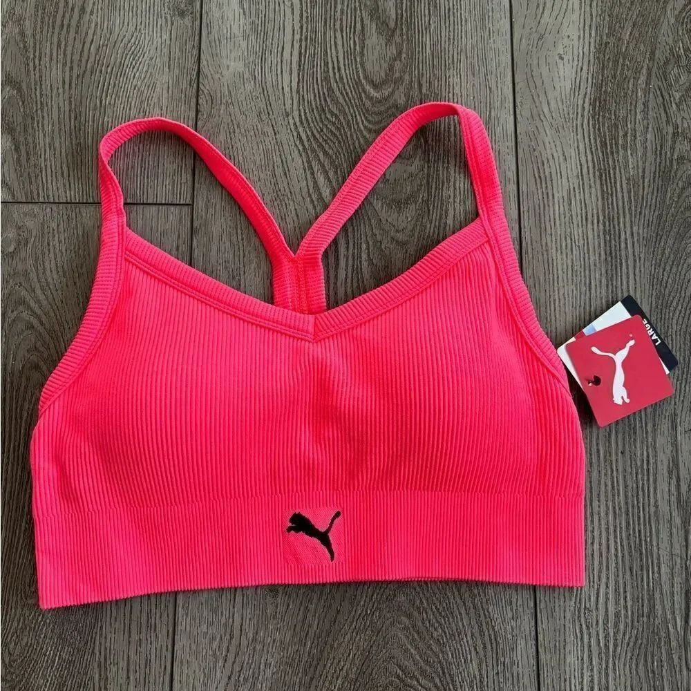 Puma womans L hot pink seamless padded bra